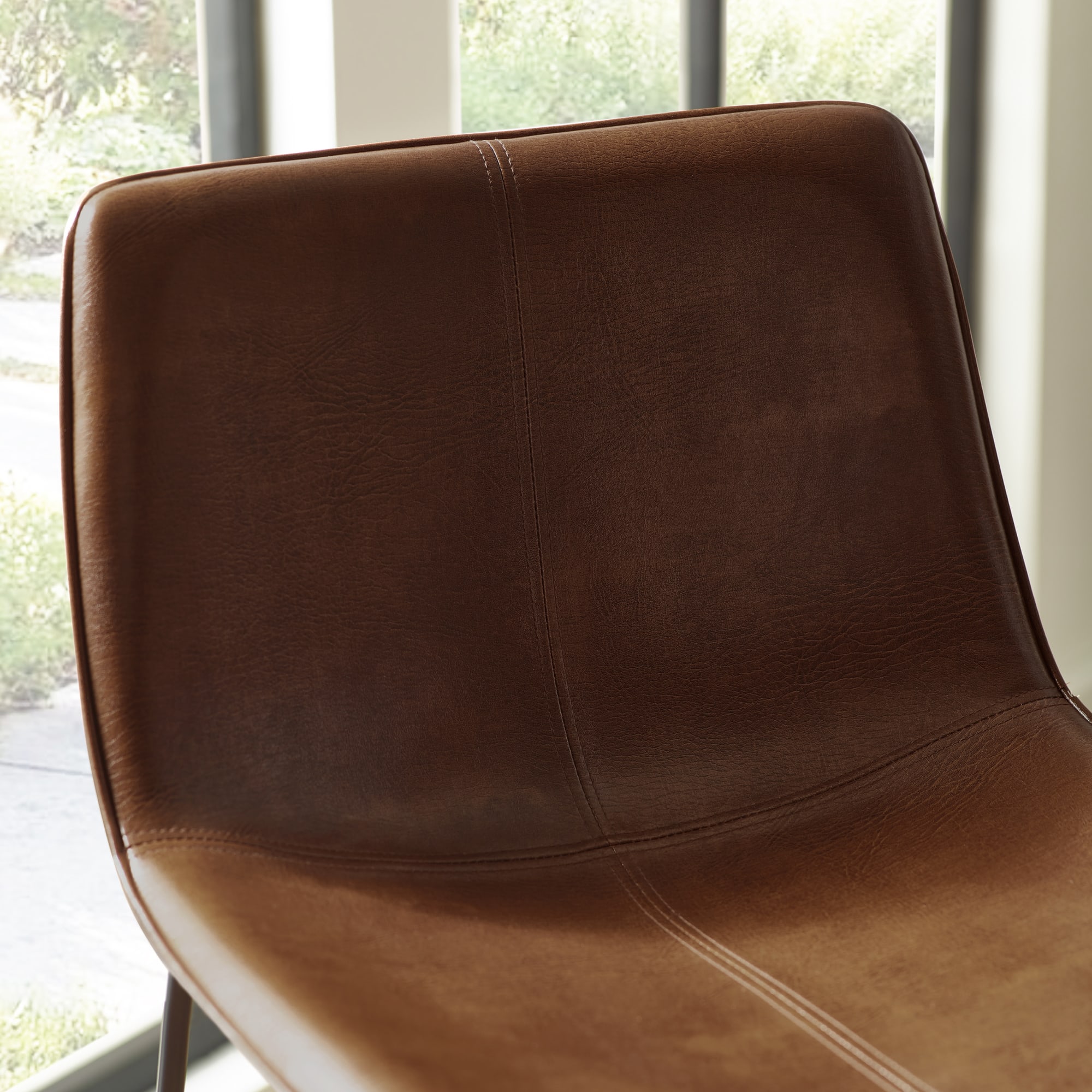 Set of 2 Joren Tan Brown PU Leather Bar Stools