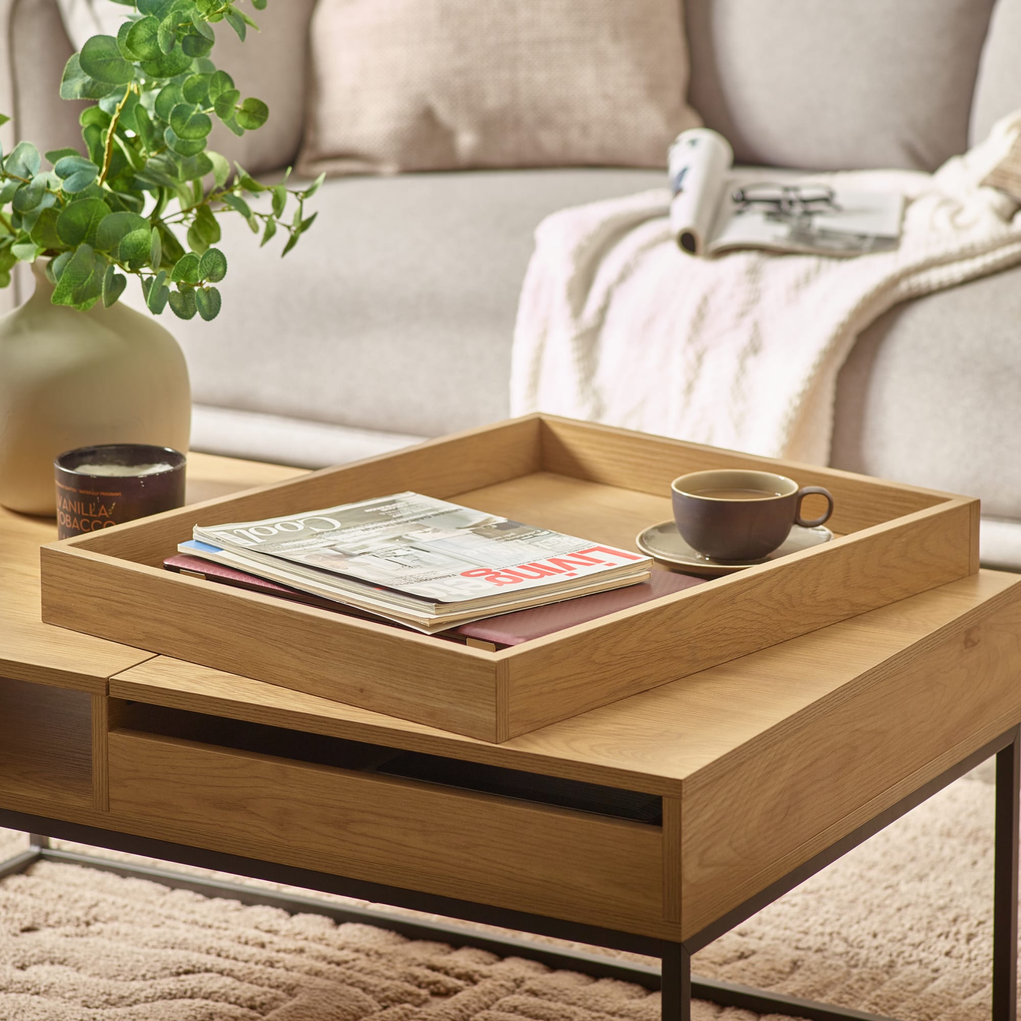 Kade 100cm Oak Effect Rectangular Storage Coffee Table