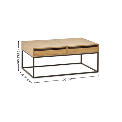 Kade 100cm Oak Effect Rectangular Storage Coffee Table