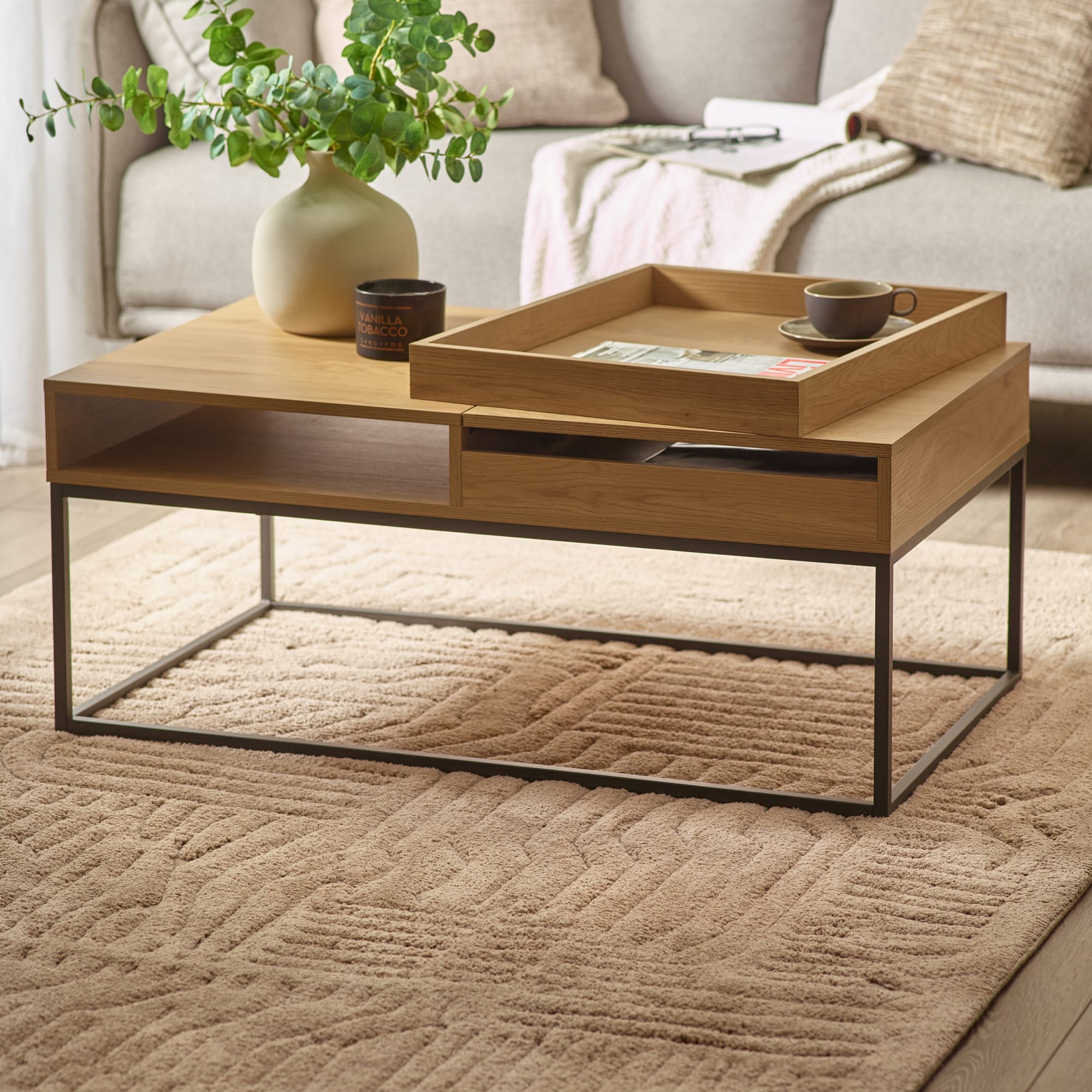 Kade 100cm Oak Effect Rectangular Storage Coffee Table
