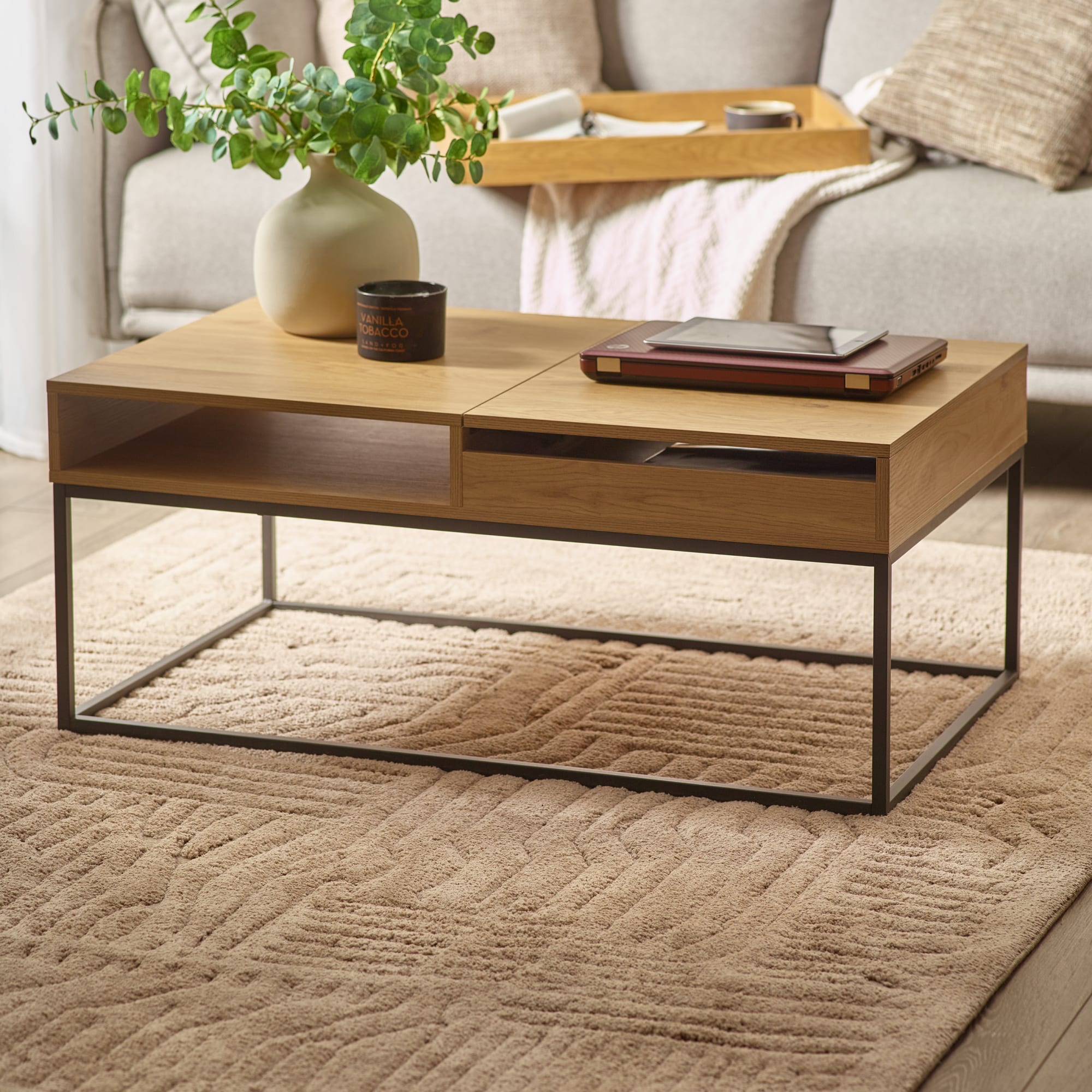 Kade 100cm Oak Effect Rectangular Storage Coffee Table