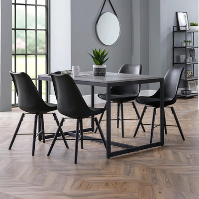 Set Of 2 Kari Dining Chairs - Black Seat & Black Legs