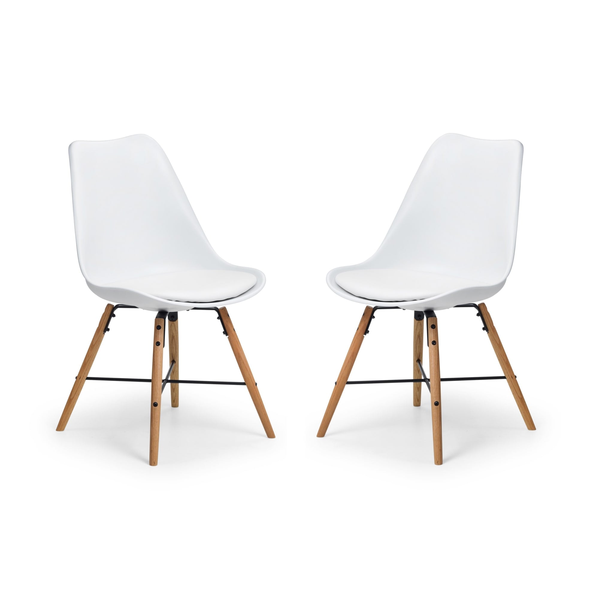 Set Of 2 Kari Dining Chairs - White Seat & Oak Legs