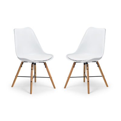 Set Of 2 Kari Dining Chairs - White Seat & Oak Legs