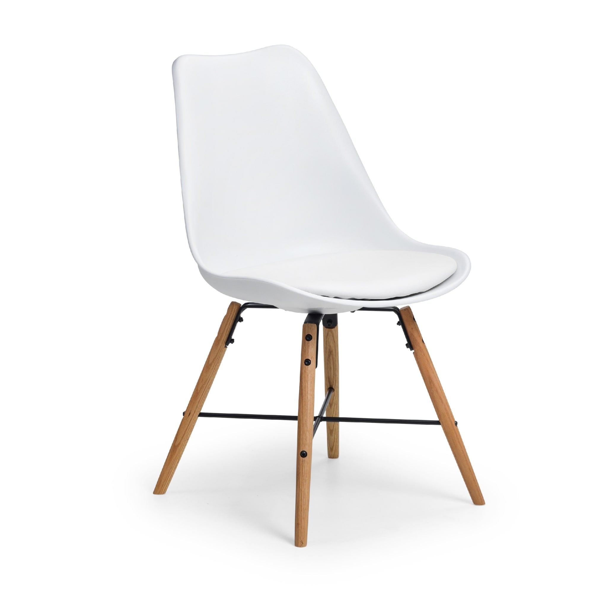 Set Of 2 Kari Dining Chairs - White Seat & Oak Legs