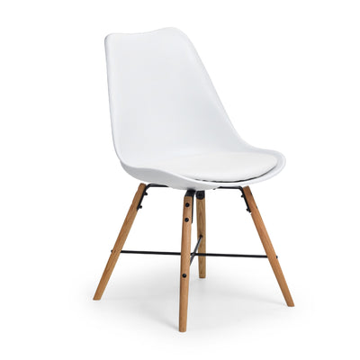 Set Of 2 Kari Dining Chairs - White Seat & Oak Legs