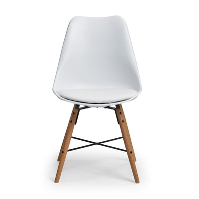 Set Of 2 Kari Dining Chairs - White Seat & Oak Legs