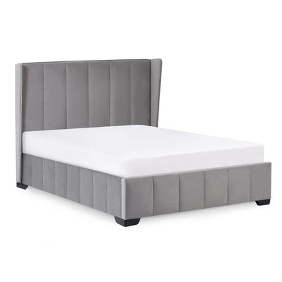 Katie Grey Velvet Upholstered 150cm Kingsize Bed