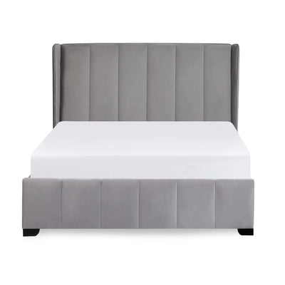 Katie Grey Velvet Upholstered 150cm Kingsize Bed