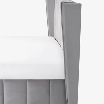 Katie Grey Velvet Upholstered 150cm Kingsize Bed