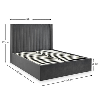 Langham Ottoman Storage 135cm Double Bed - Grey