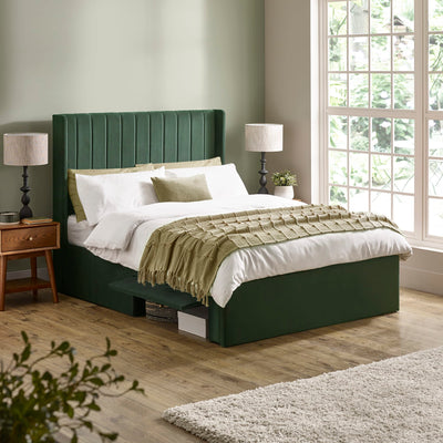Leila Bottle Green Dual Storage Door 135cm Double Bed