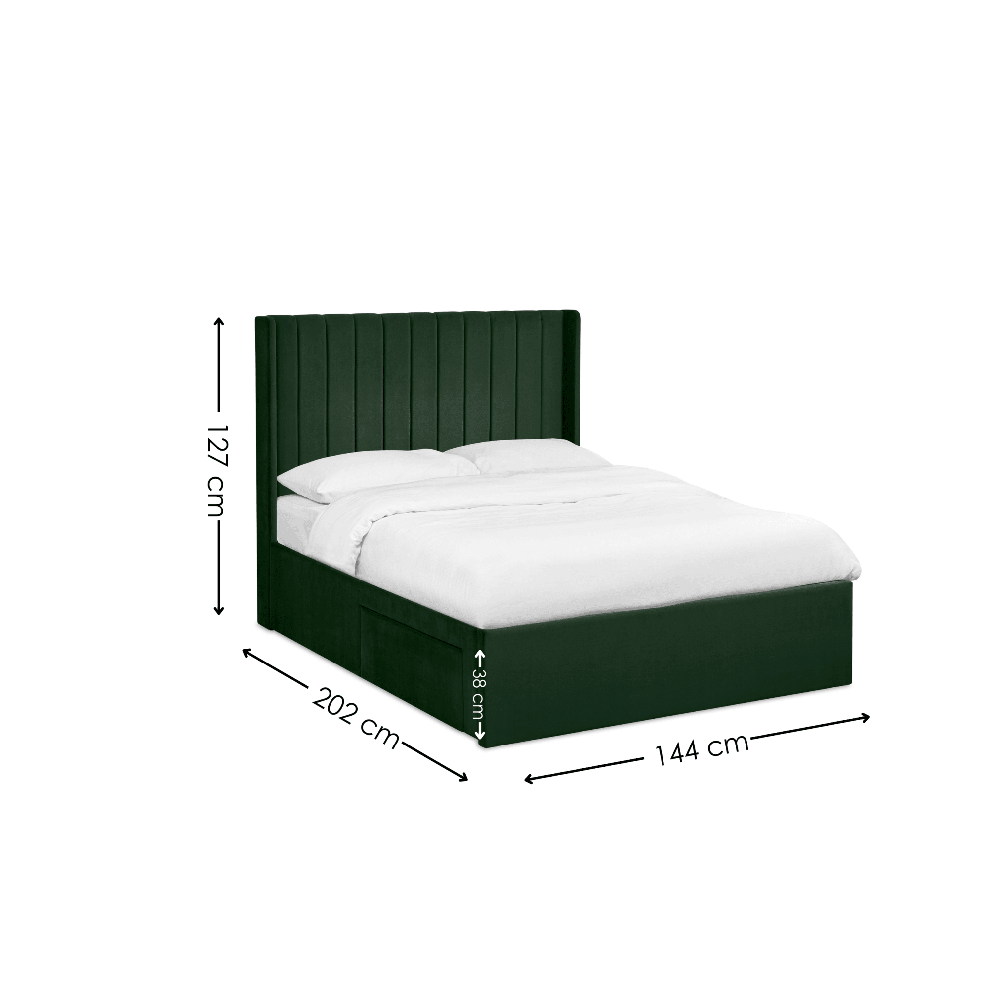 Leila Bottle Green Dual Storage Door 135cm Double Bed