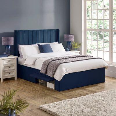 Leila Royal Blue Dual Storage Door 135cm Double Bed