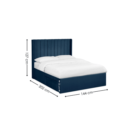 Leila Royal Blue Dual Storage Door 135cm Double Bed