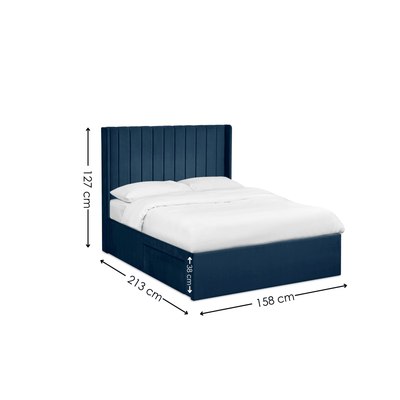 Leila Royal Blue Dual Storage Door 150cm Kingsize Bed