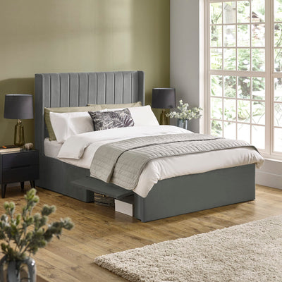 Leila Steel Grey Dual Storage Door 150cm Kingsize Bed