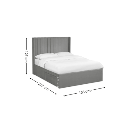 Leila Steel Grey Dual Storage Door 150cm Kingsize Bed
