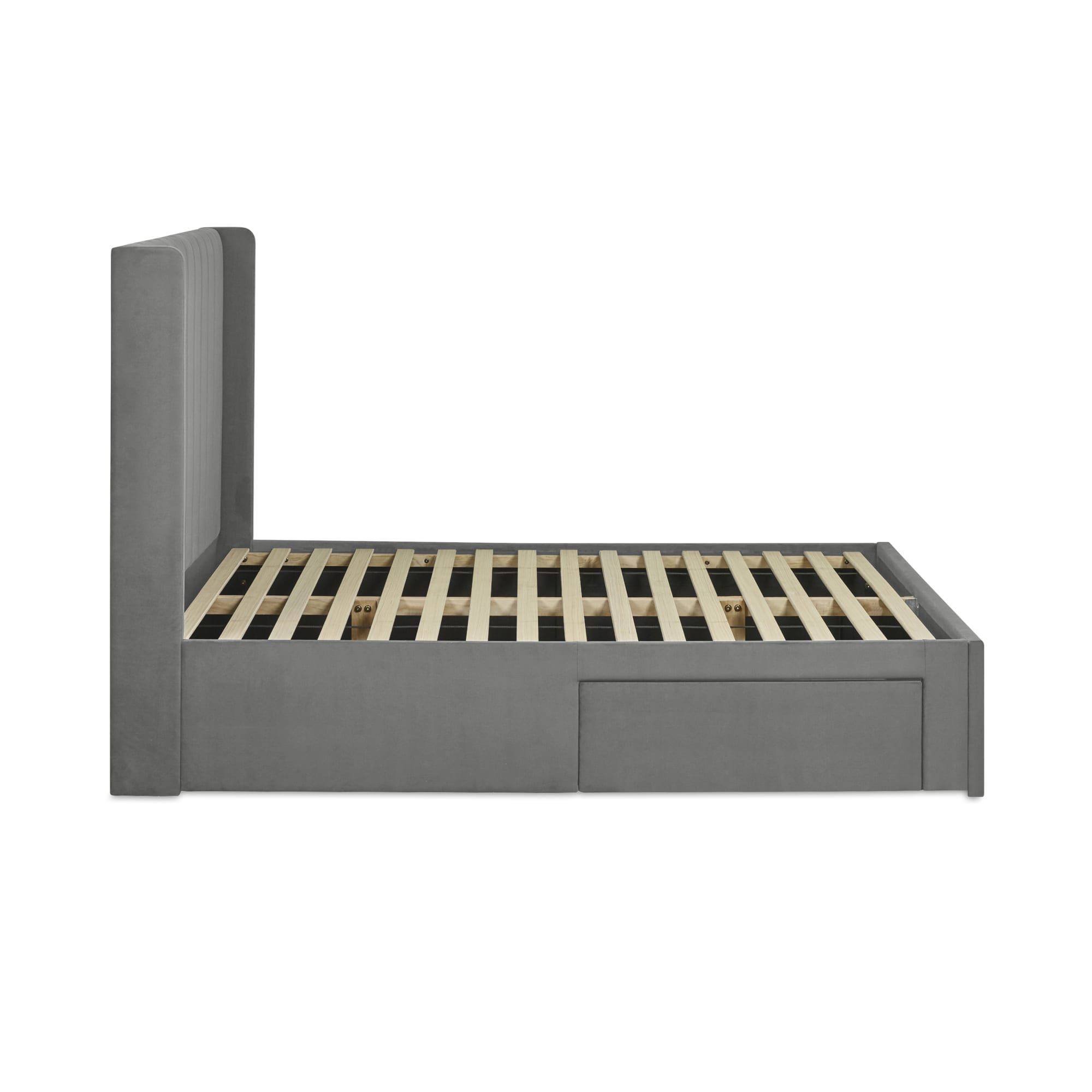 Leila Steel Grey Dual Storage Door 150cm Kingsize Bed