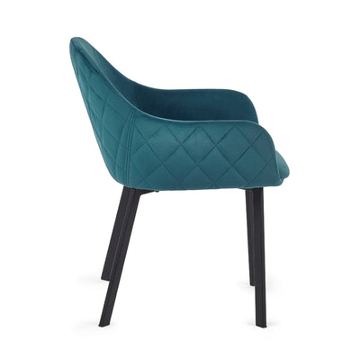 Set Of 2 Lima Dining Chairs - Teal Velvet