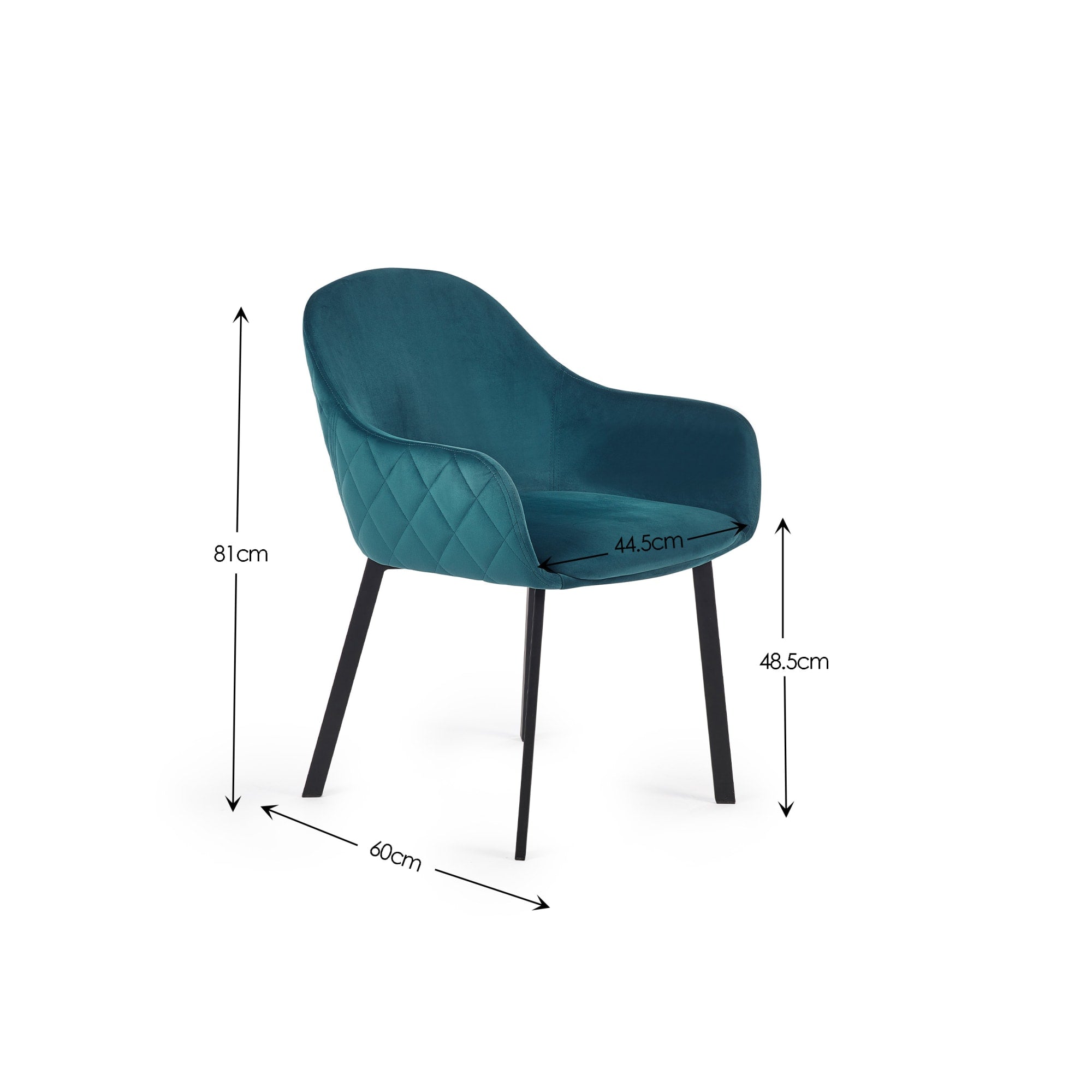 Set Of 2 Lima Dining Chairs - Teal Velvet