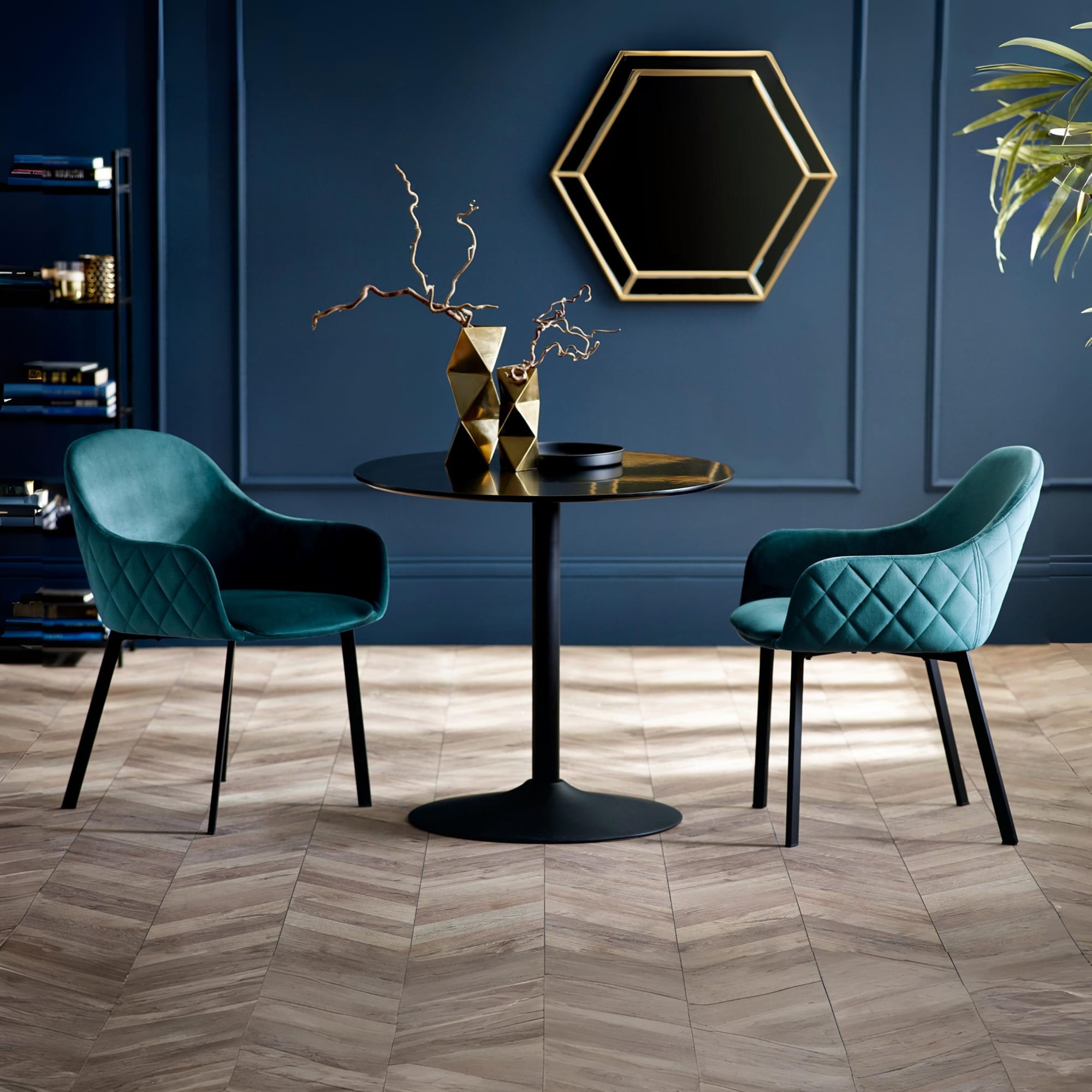 Set Of 2 Lima Dining Chairs - Teal Velvet