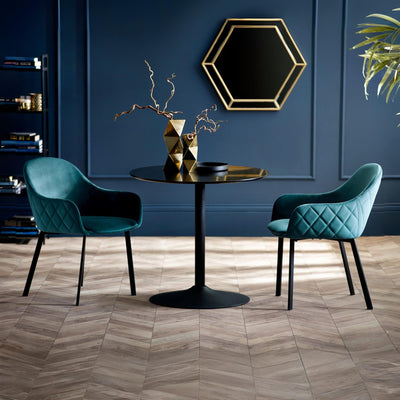 Set Of 2 Lima Dining Chairs - Teal Velvet
