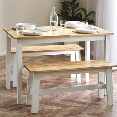 Linwood White and Natural 114cm Small Rectangular Dining Table