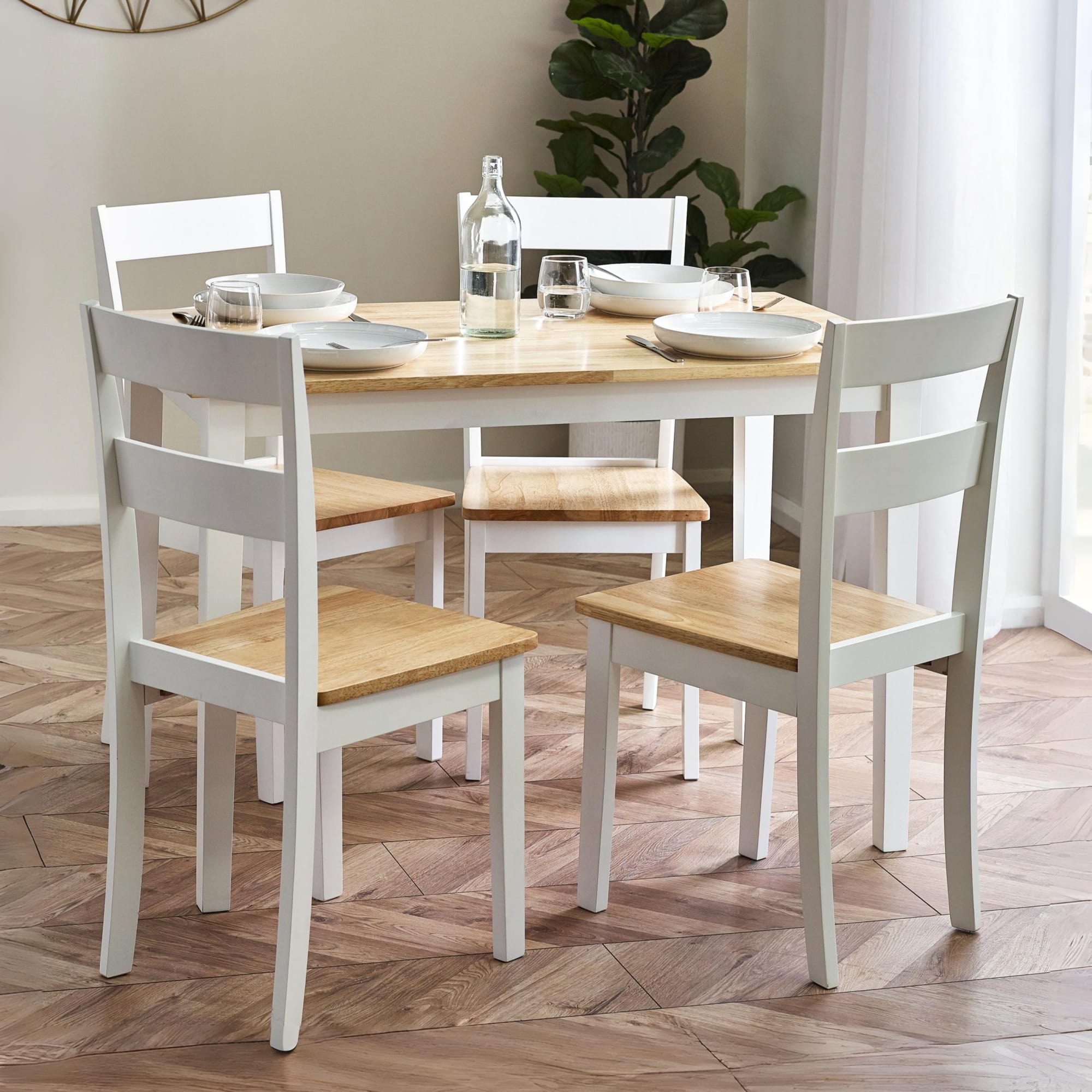 Linwood White and Natural 114cm Small Rectangular Dining Table