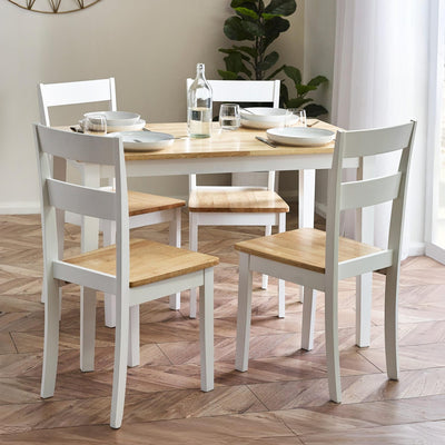 Linwood White and Natural 114cm Small Rectangular Dining Table