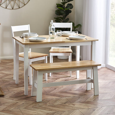 Linwood White and Natural 114cm Small Rectangular Dining Table