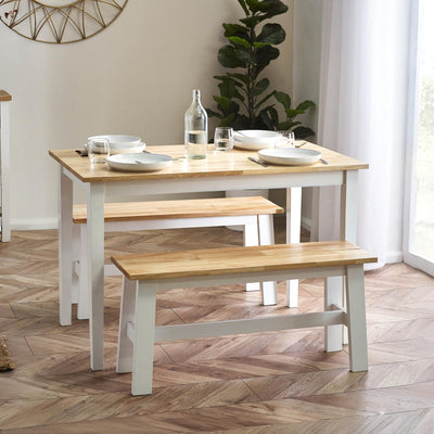 Linwood White and Natural 114cm Small Rectangular Dining Table