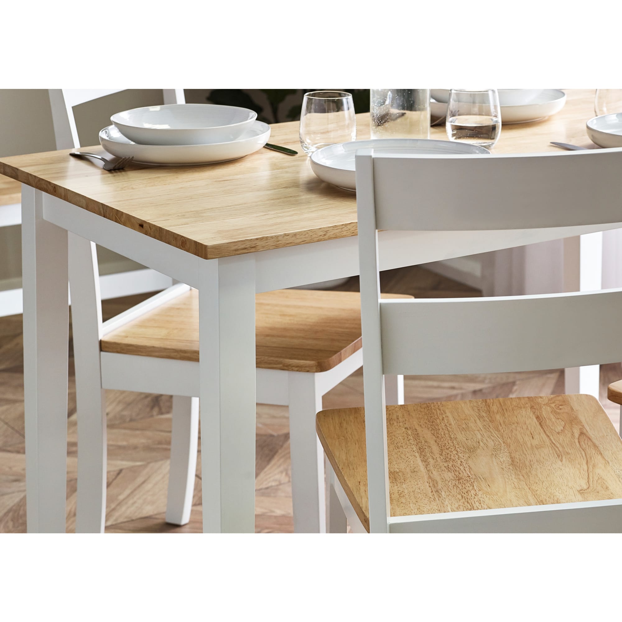 Linwood White and Natural 114cm Small Rectangular Dining Table