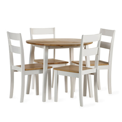 Linwood White and Natural 55-90cm Round Drop Leaf Table
