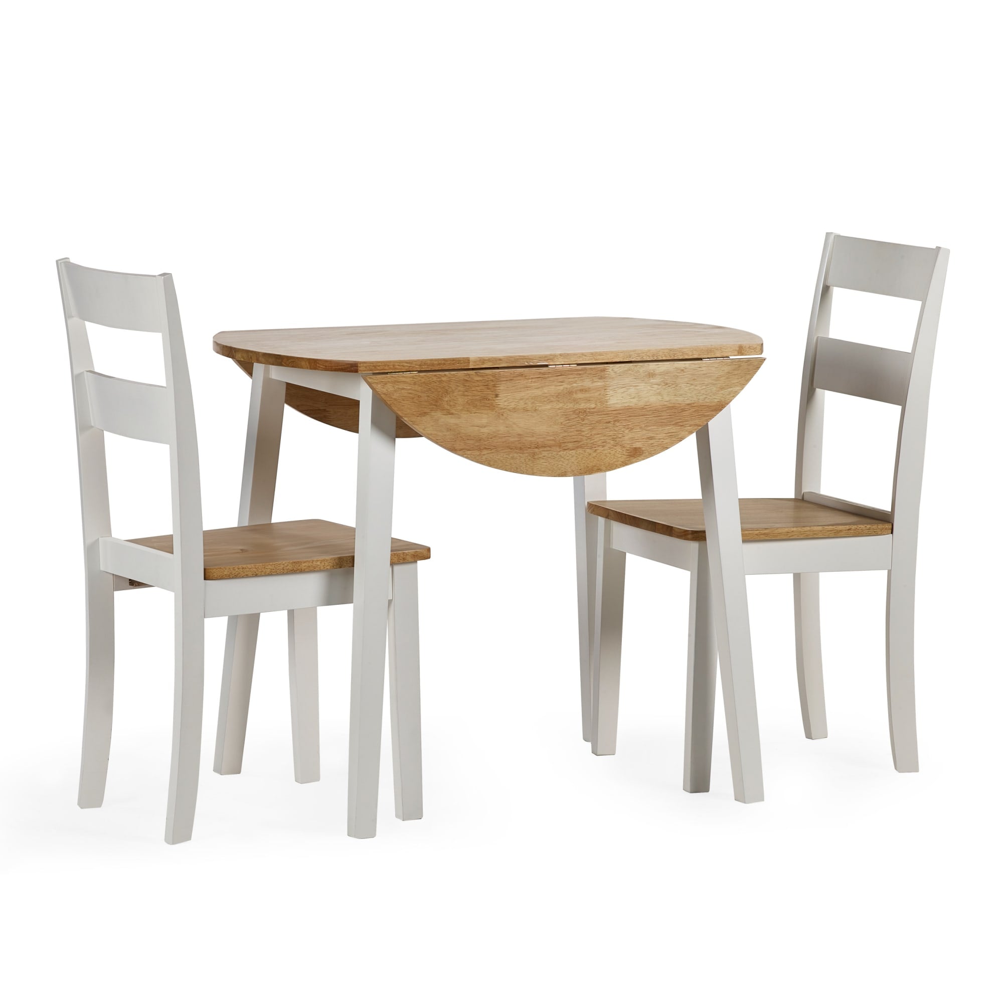 Linwood White and Natural 55-90cm Round Drop Leaf Table