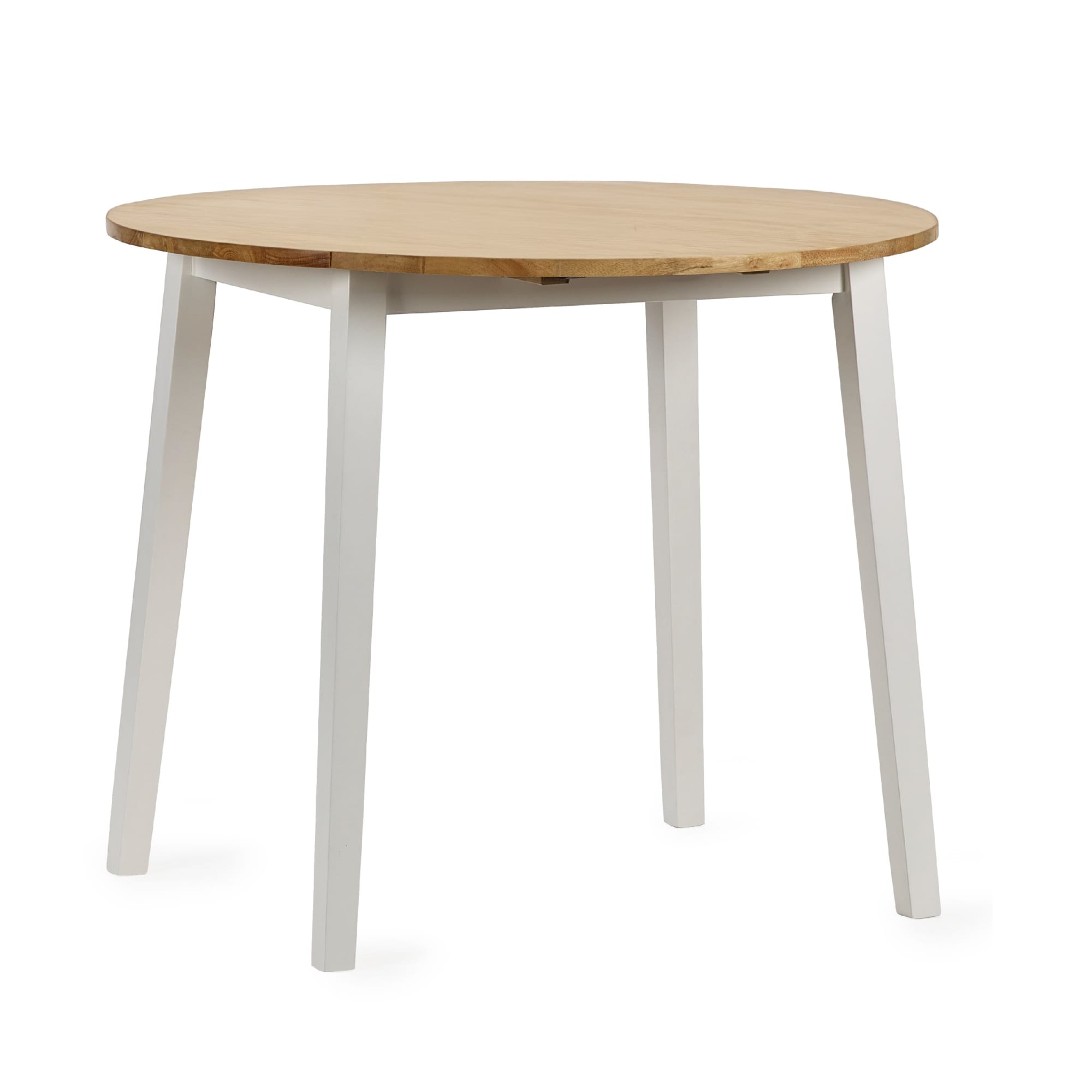 Linwood White and Natural 55-90cm Round Drop Leaf Table