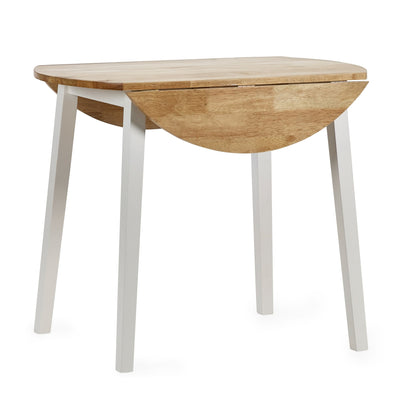 Linwood White and Natural 55-90cm Round Drop Leaf Table