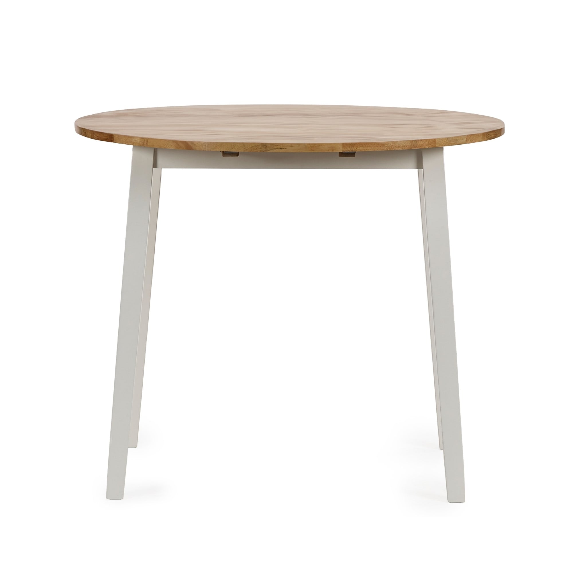 Linwood White and Natural 55-90cm Round Drop Leaf Table