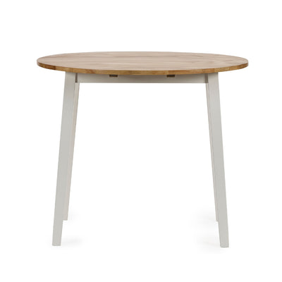 Linwood White and Natural 55-90cm Round Drop Leaf Table
