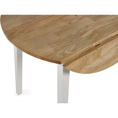 Linwood White and Natural 55-90cm Round Drop Leaf Table