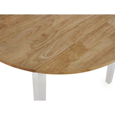 Linwood White and Natural 55-90cm Round Drop Leaf Table