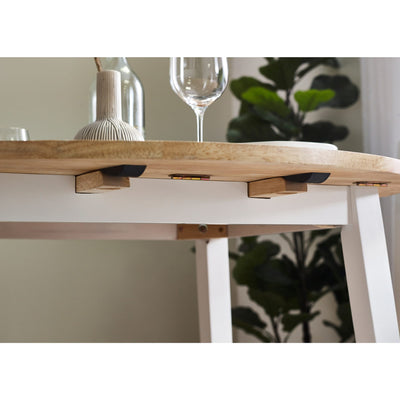 Linwood White and Natural 55-90cm Round Drop Leaf Table