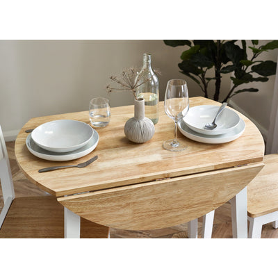 Linwood White and Natural 55-90cm Round Drop Leaf Table