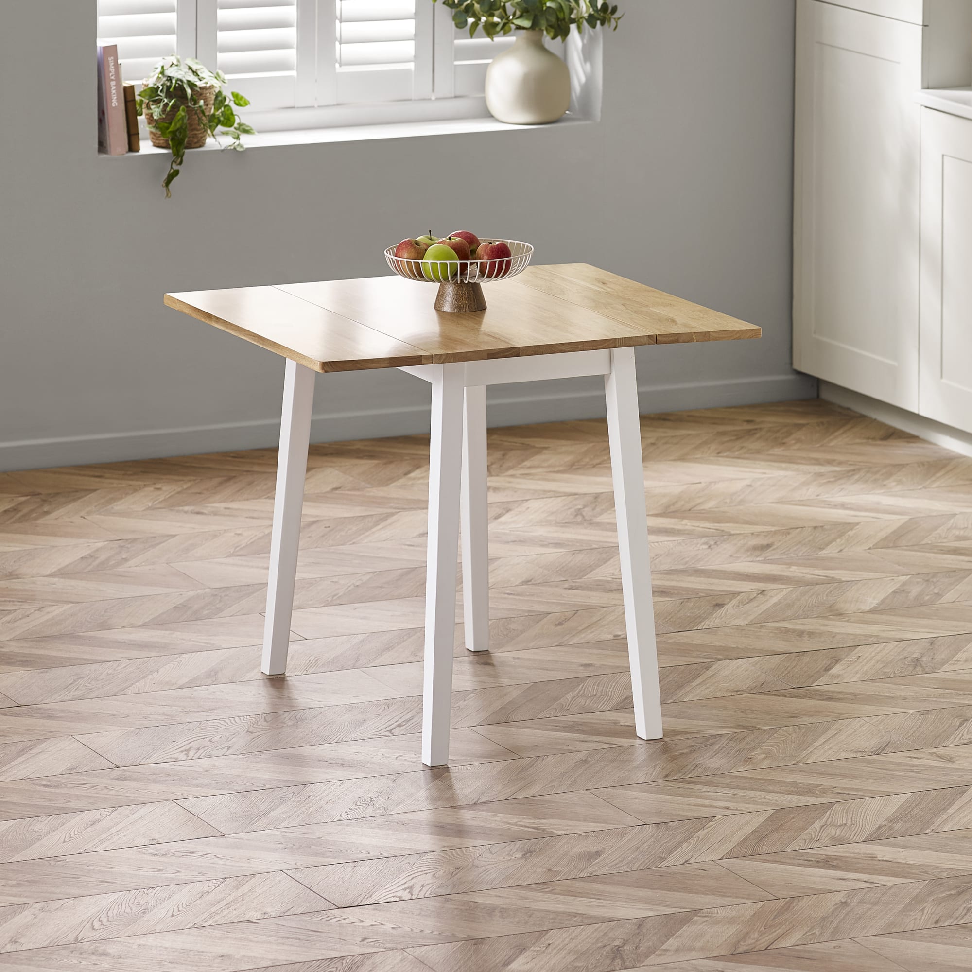 Linwood White and Oak 75 x 90cm Drop Leaf Extending Dining Table