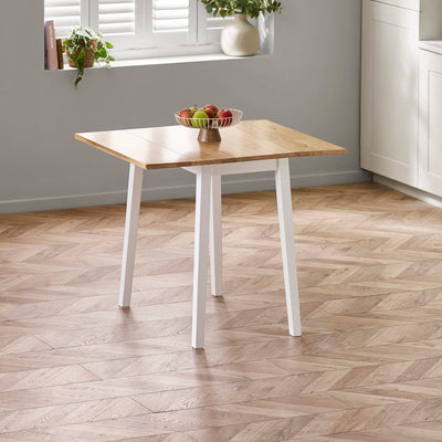 Linwood White and Oak 75 x 90cm Drop Leaf Extending Dining Table
