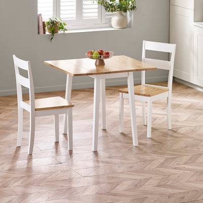 Linwood White and Oak 75 x 90cm Drop Leaf Extending Dining Table