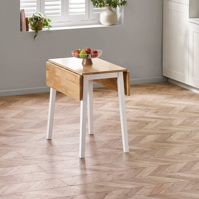 Linwood White and Oak 75 x 90cm Drop Leaf Extending Dining Table