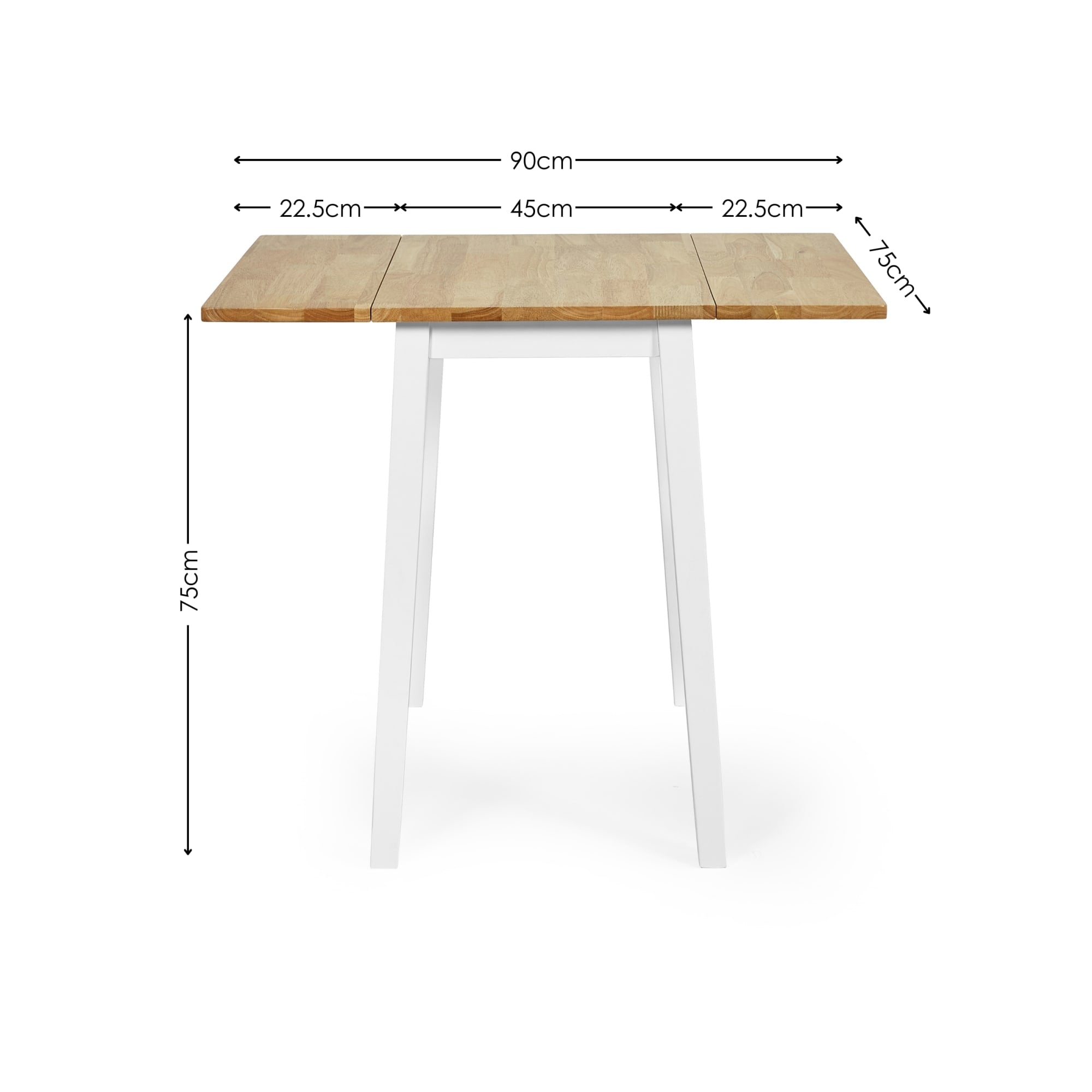 Linwood White and Oak 75 x 90cm Drop Leaf Extending Dining Table