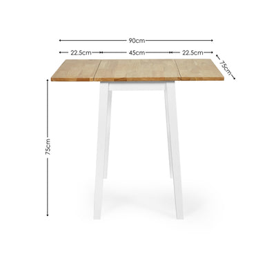 Linwood White and Oak 75 x 90cm Drop Leaf Extending Dining Table