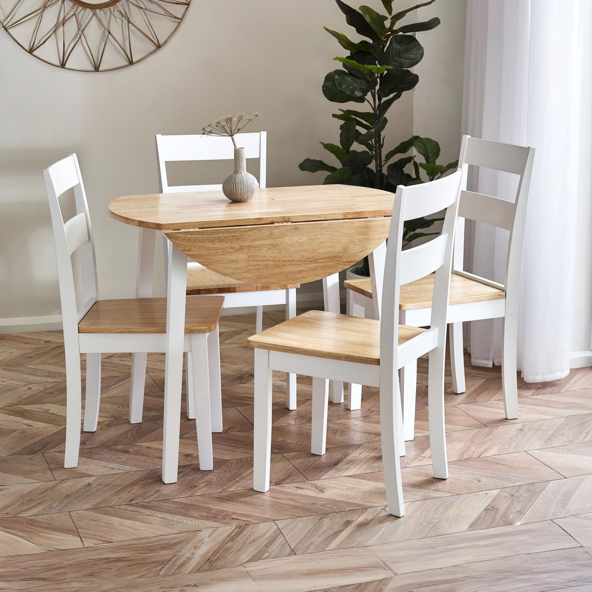 Linwood Set of 2 White and Natural Dining Chairs